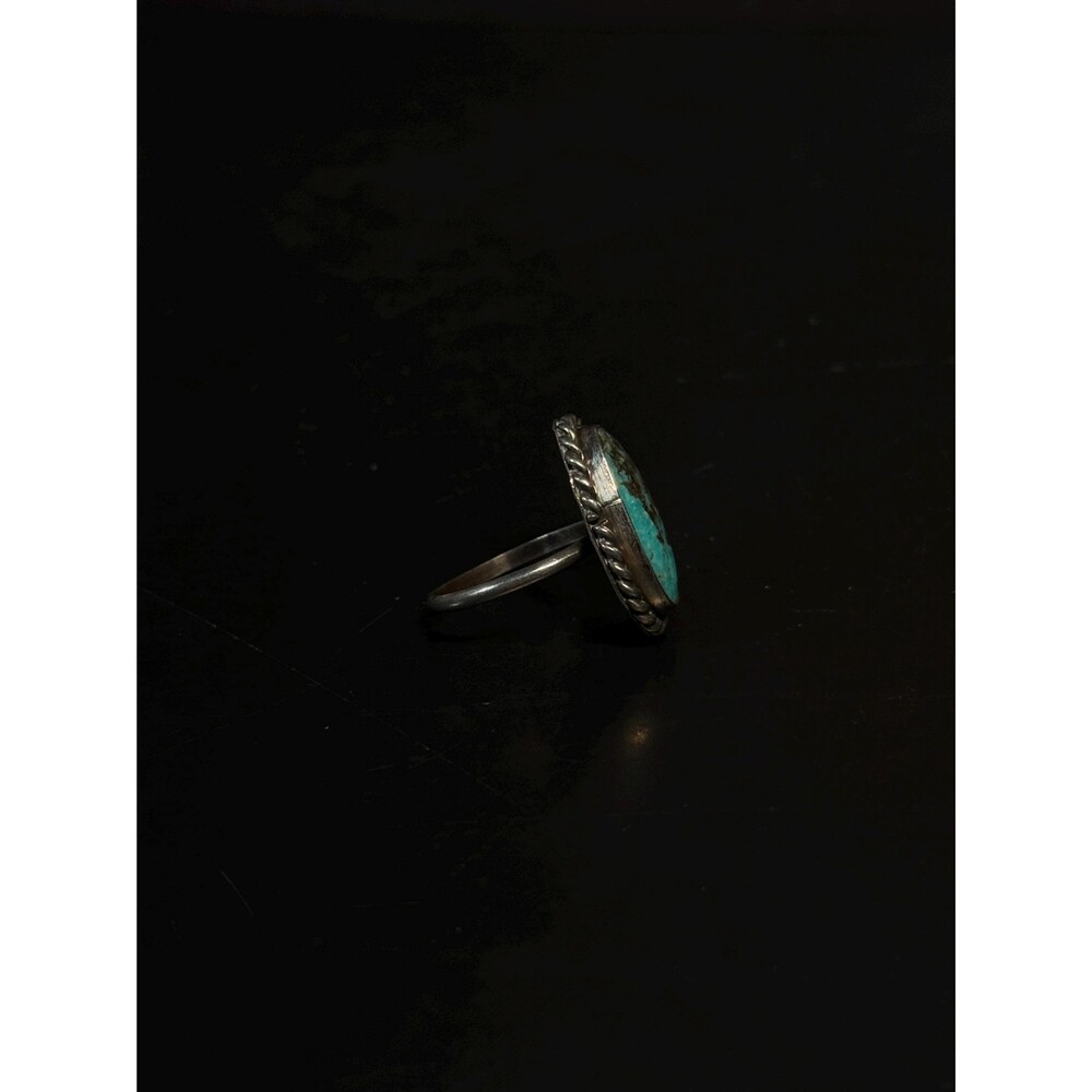 Vintage Native American High Matrix Turquoise Sterling Ring Size 4.5 - Picture 5 of 12